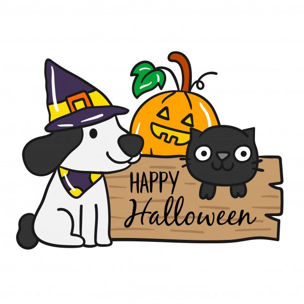 Halloween Dogs And Cats Clipart.