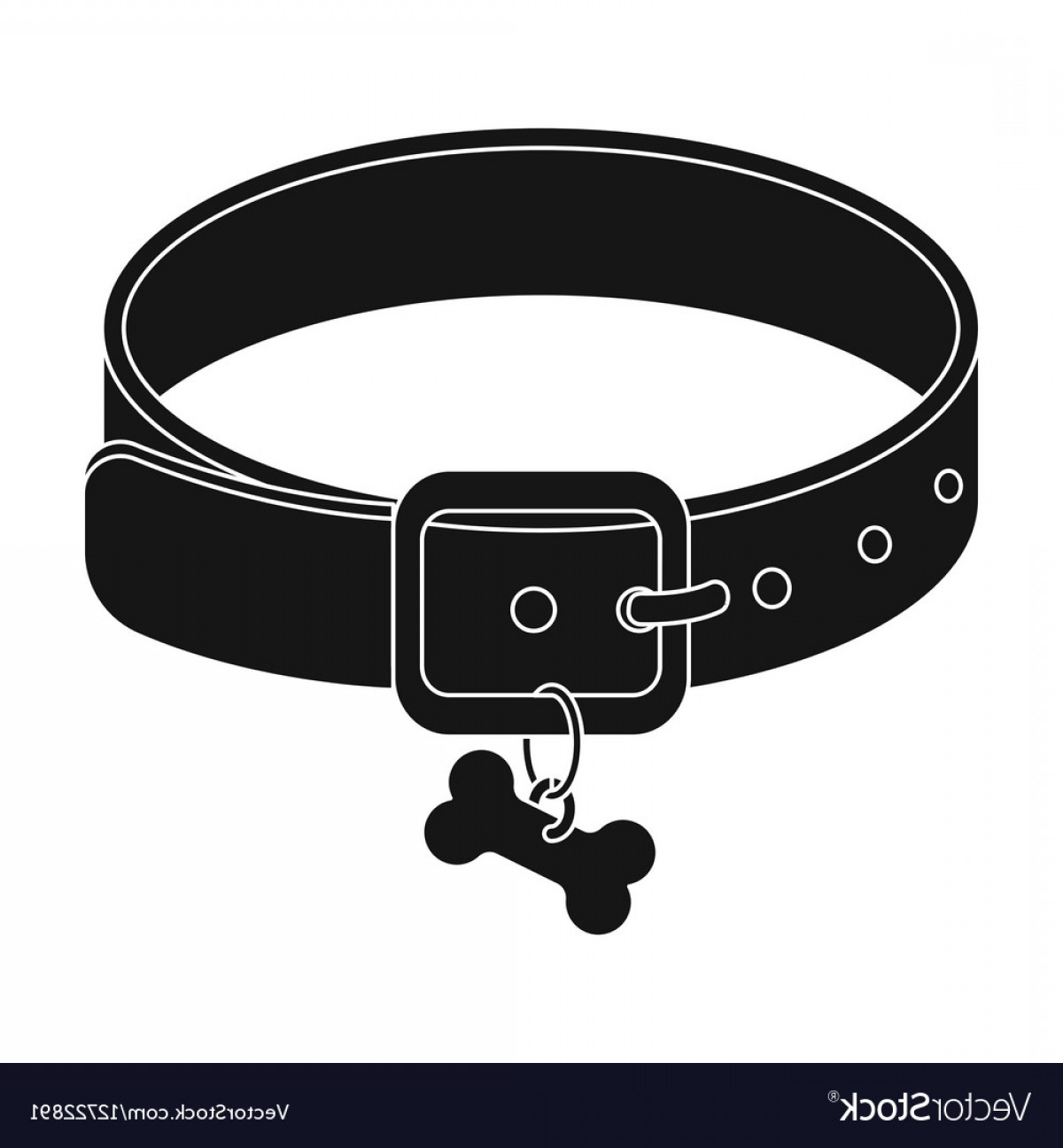 Dog Collar Icon In Black Style Isolated On White Vector.