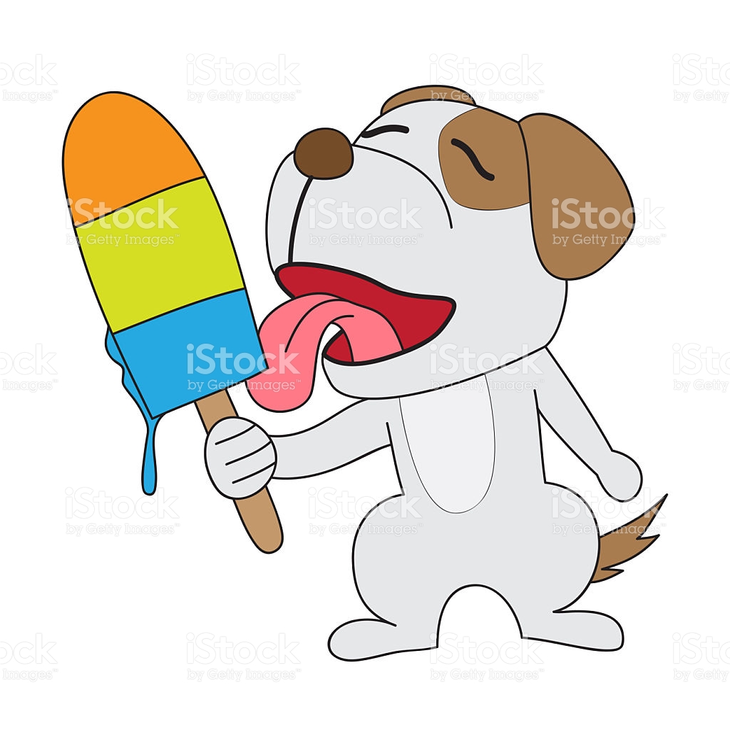 Cartoon Drawing Dog Lick Ice Cream stock vector art 536768572.