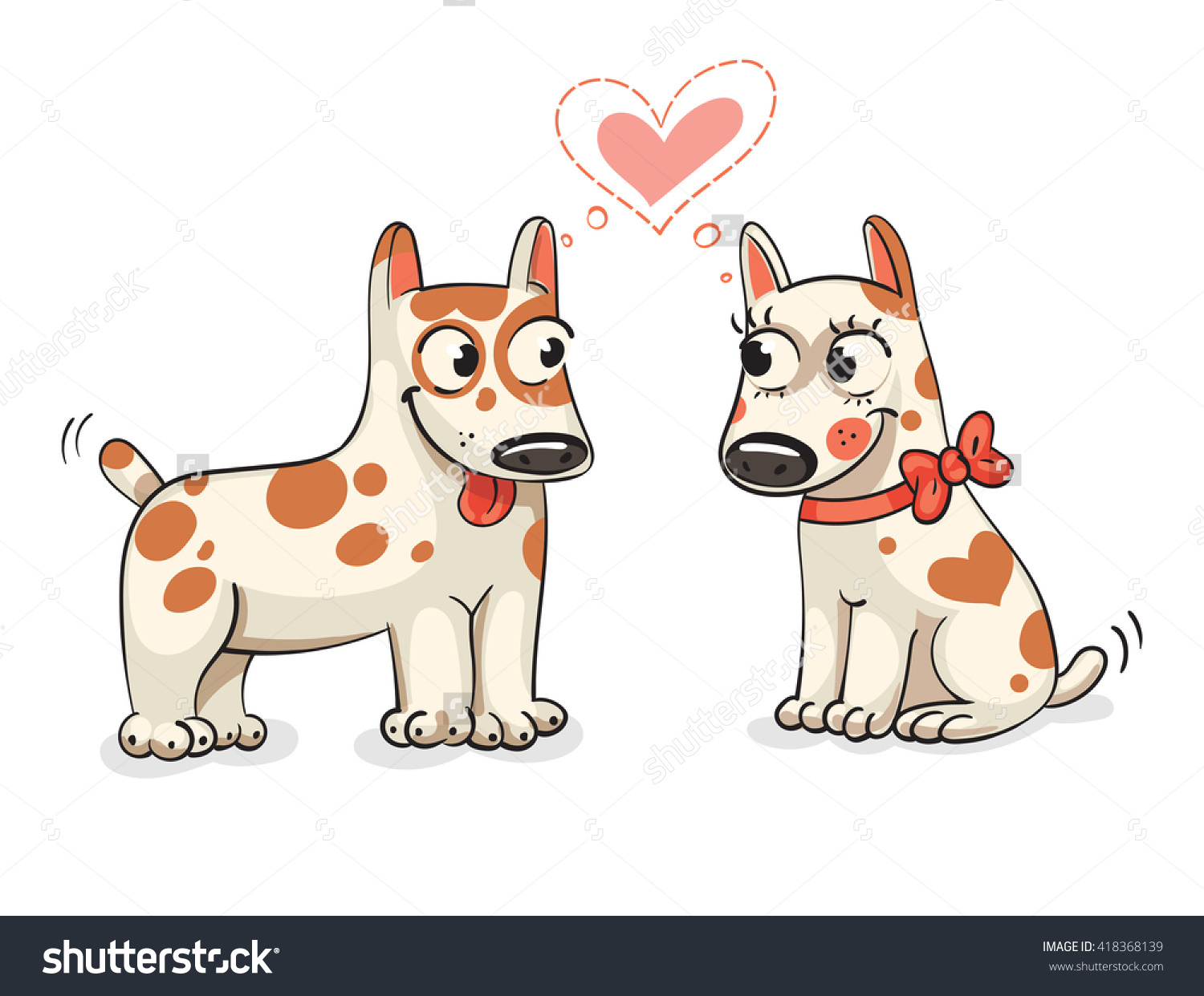 Two Dog Lovers Look Into Each Other'S Eyes. Funny Cartoon.