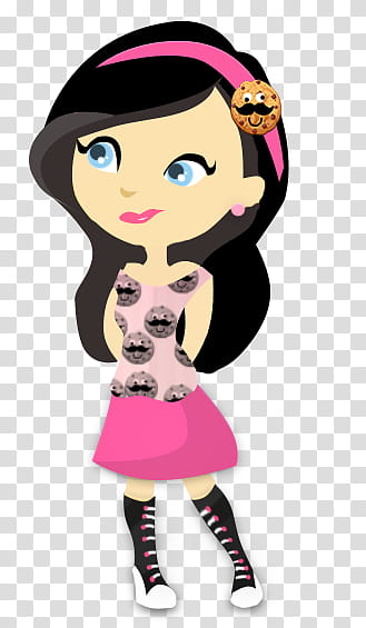 Cookie Pink Doll, girl wearing pink dress transparent.