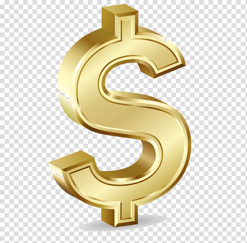 Gold $ illustration, Dollar sign Gold Currency symbol , Gold Dollar.