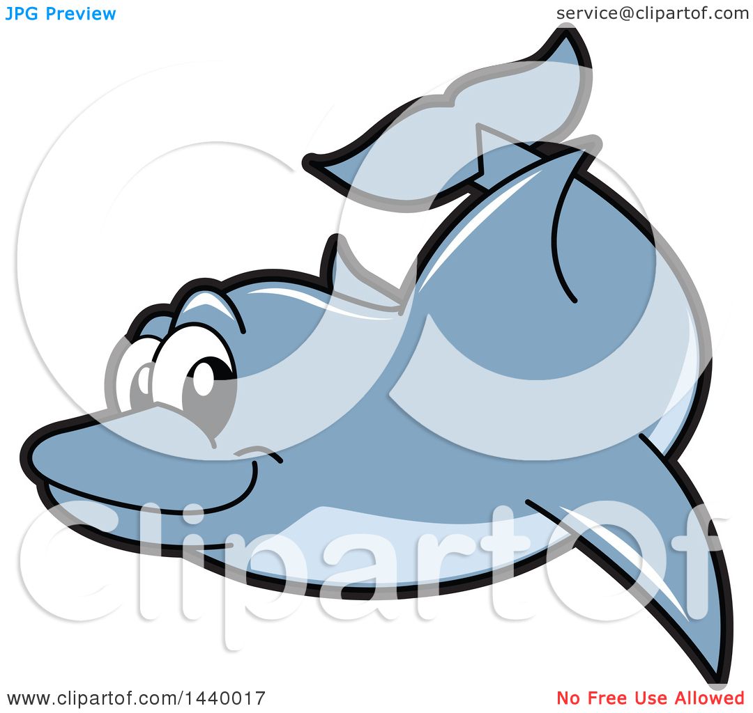 Clipart of a Porpoise Dolphin School Mascot Character Swimming.