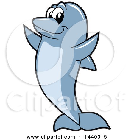 Clipart of a Porpoise Dolphin School Mascot Character.