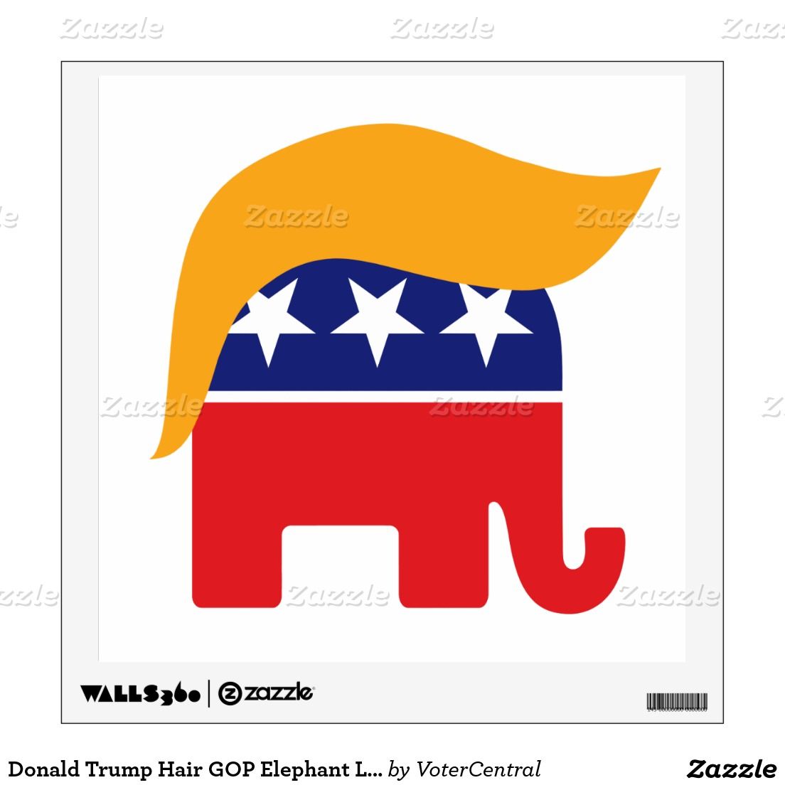 Donald Trump Hair GOP Elephant Logo Wall Decal.
