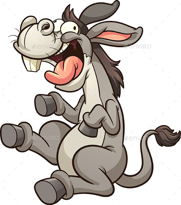 Crazy cartoon donkey. Vector clip art illustration with.