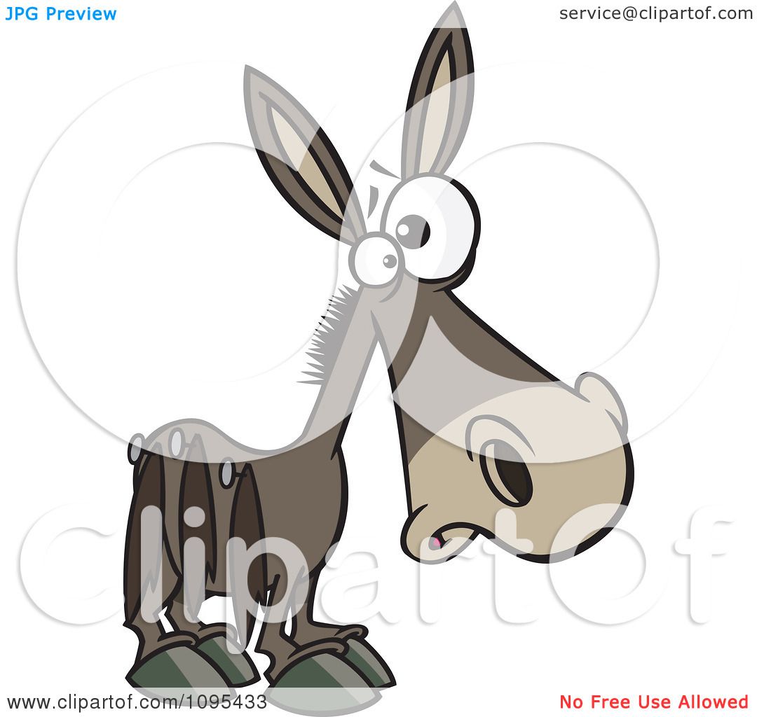 Clipart Cartoon Donkey Pinned With Tails On His Side.