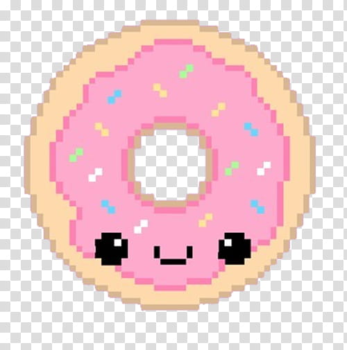 Pixel, Pink Donut transparent background PNG clipart.
