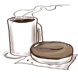 Donut and coffee clipart.