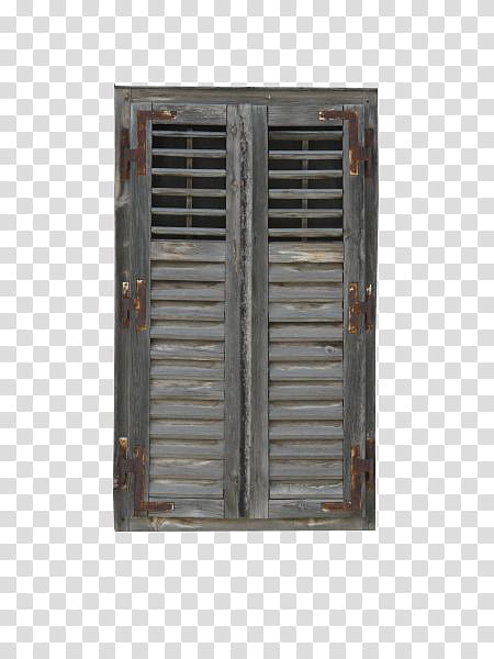 Windows, two gray wooden louver doors transparent background.