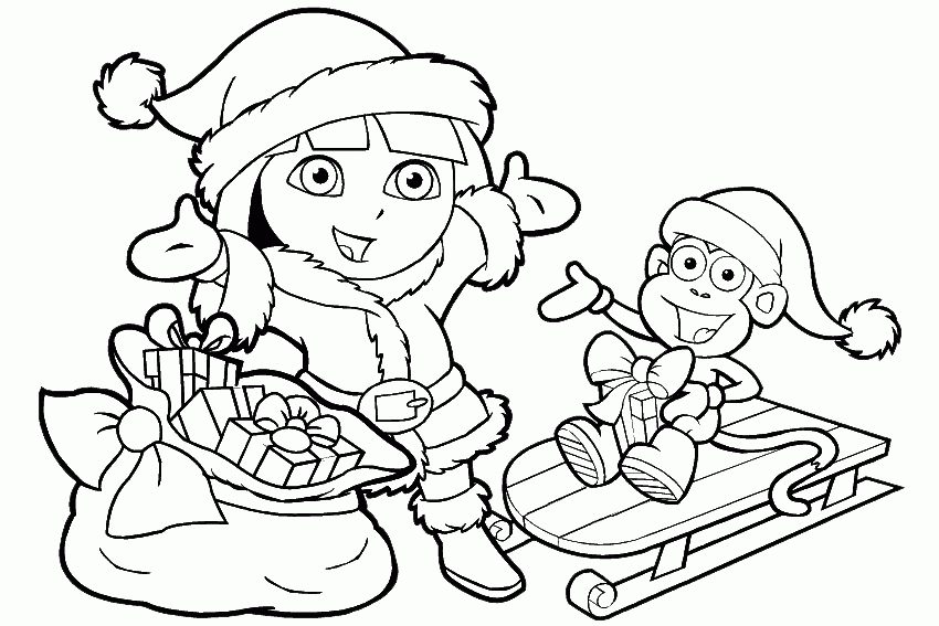 Free Dora Christmas Coloring Pages, Download Free Clip Art.