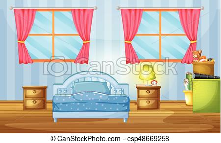 Azul, papel pintado, cama, dormitorio. Azul, papel pintado.