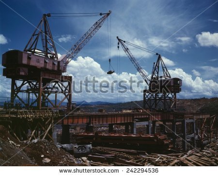 African American Construction Worker Douglas Dam Stock Photo.