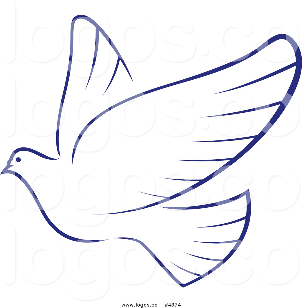Royalty Free Blue and White Dove Logo by Vector Tradition SM.