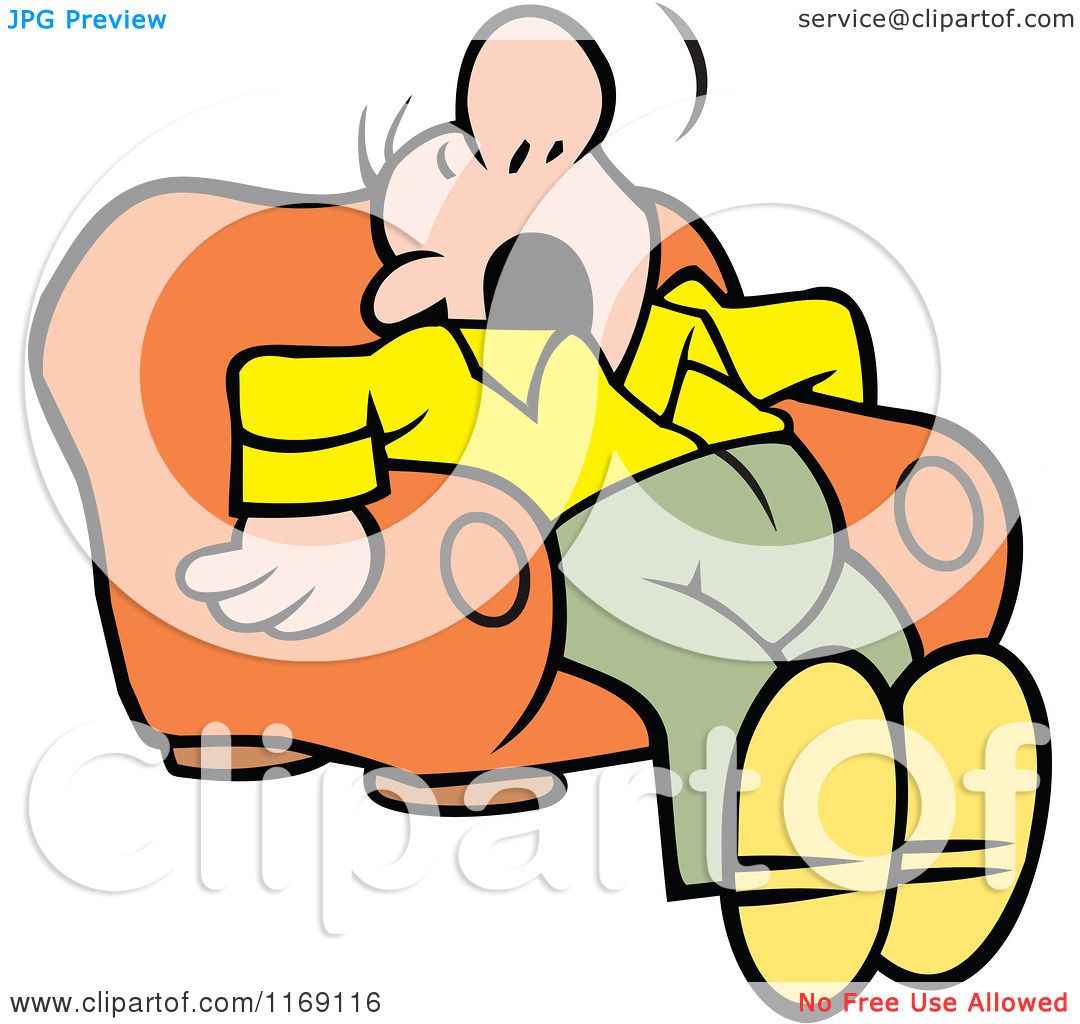 Cartoon of a Man Dozing in an Arm Chair.