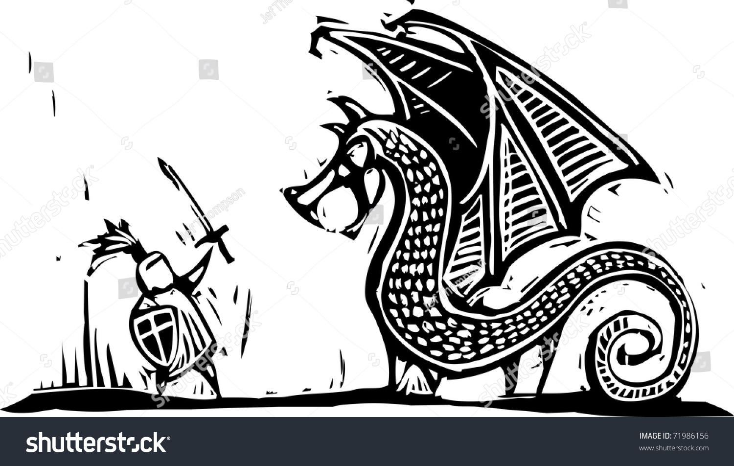 Knight Fighting Dragon Clipart & Clip Art Images #1991.