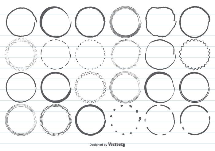 Hand Drawn Circle Shape Set.