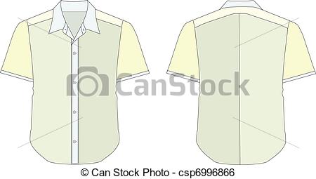 Clip Art Vector of Collar Dress Shirt In Blue Yellow Color Tones.