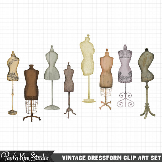 Vintage Victorian Dressform Clipart Silhouette Clip Art.