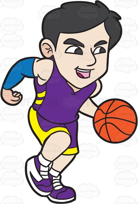A Male Basketball Player Dribbling The Ball #cartoon.