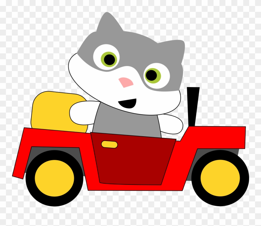 Clip Download Clipart A Cat Driving.