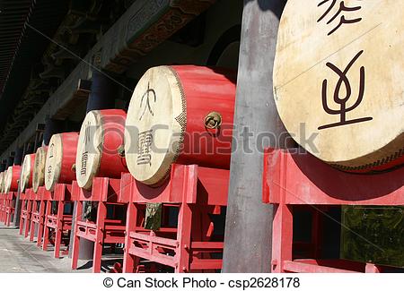 Pictures of Traditional chinese drums at the Drum Tower.