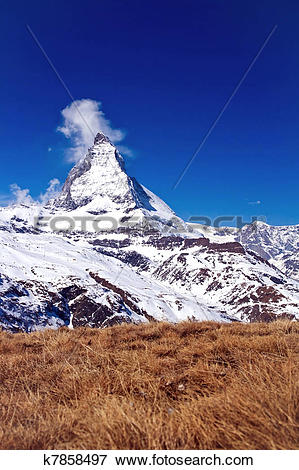 Picture of Landscape of Matterhorn peak with dry meadow located at.
