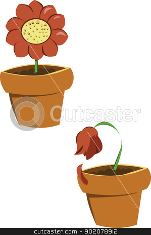 pots of flowers stock vector.