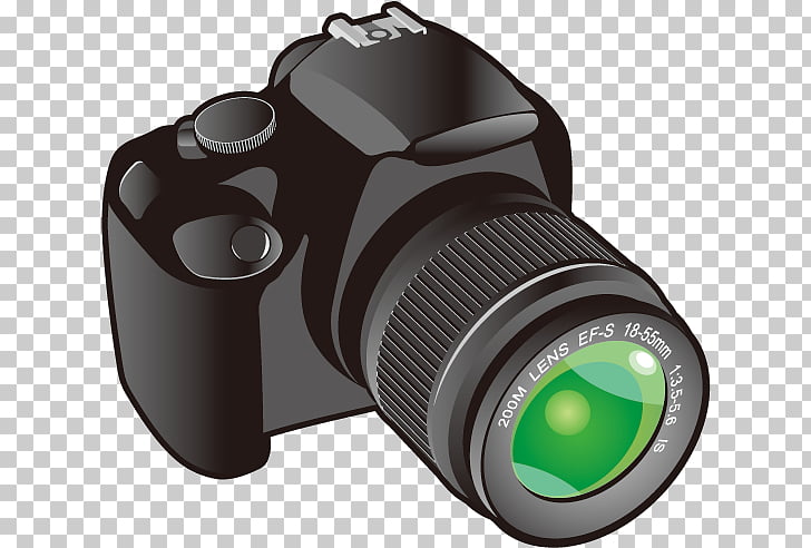 Photographic film Camera , Cartoon Camera, black DSLR camera.