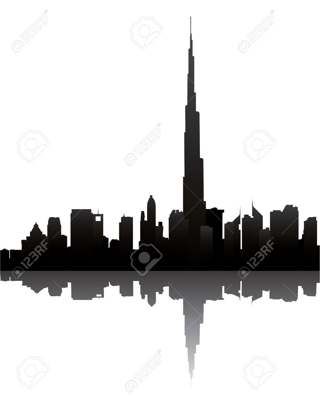 Dubai Skyline With Burj Dubai Royalty Free Cliparts, Vectors, And.