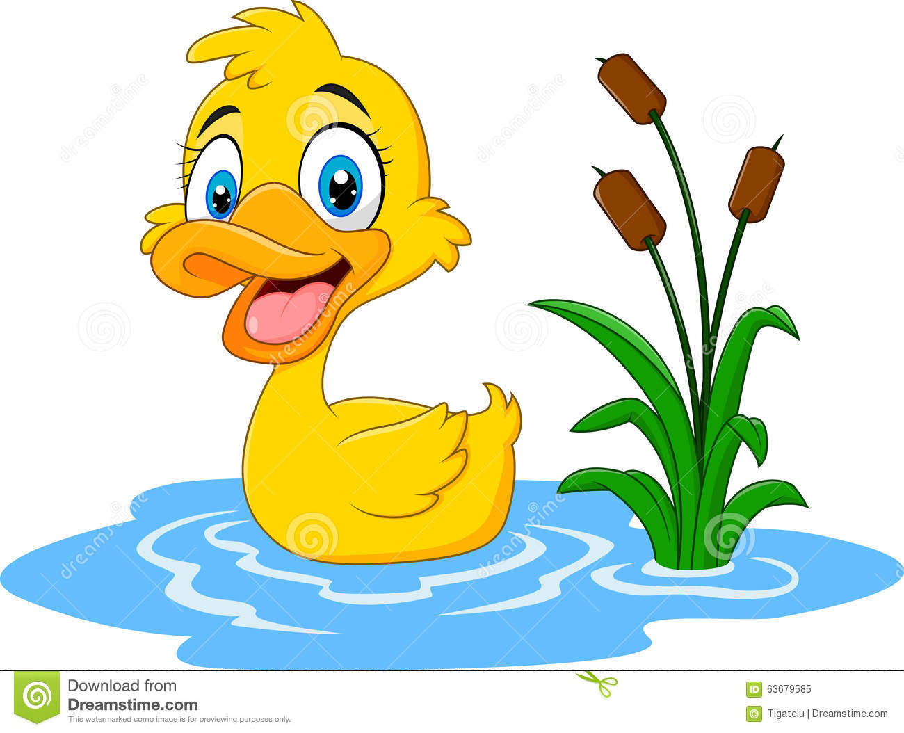 Duck in water clipart.