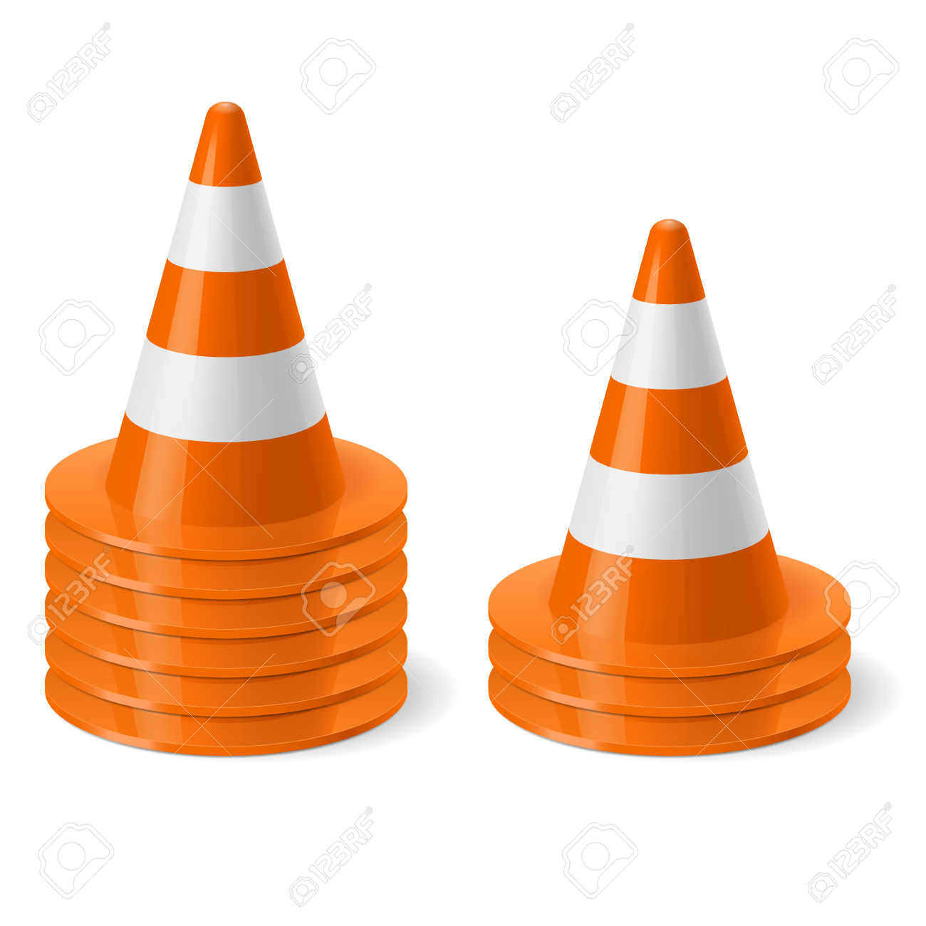 Piles Of Of Traffic Cone. Safety Sign Used To Prevent Accidents.