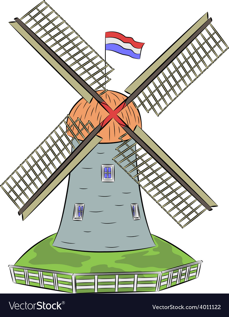 Голландская мельница вектор