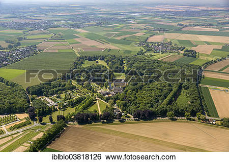 Stock Images of "Aerial view, Schloss Dyck moated castle, Juchen.