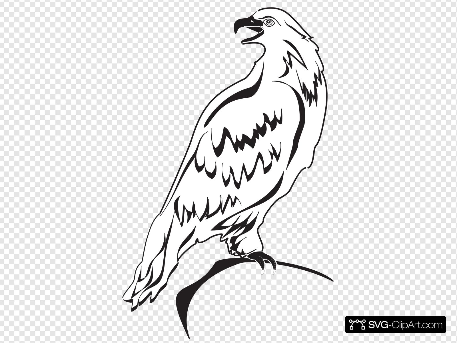 Perched Eagle Outline Clip art, Icon and SVG.