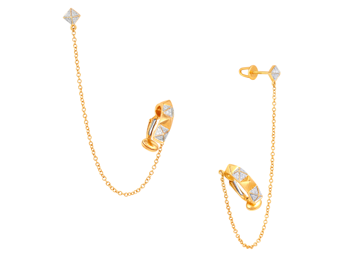 Exquisite diamond hoop diamond chain linked Ear Cuff.