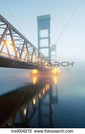 Stock Photo of Germany, Hamburg, Bridge with early morning fog.