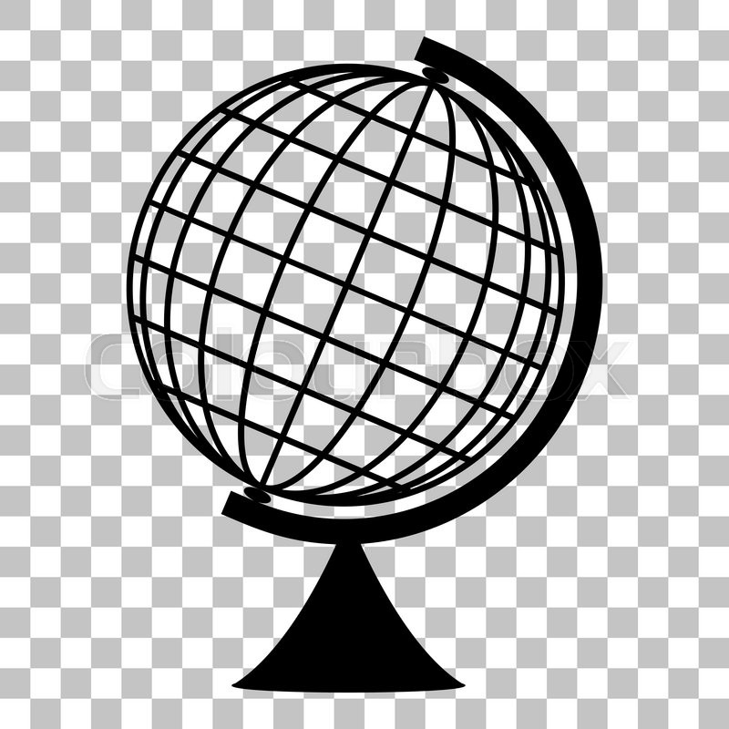 Earth Globe sign. Flat style black icon on transparent background.