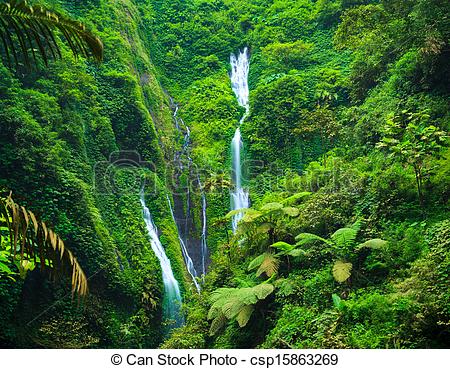 Stock Image of Madakaripura Waterfall, East Java, Indonesia.