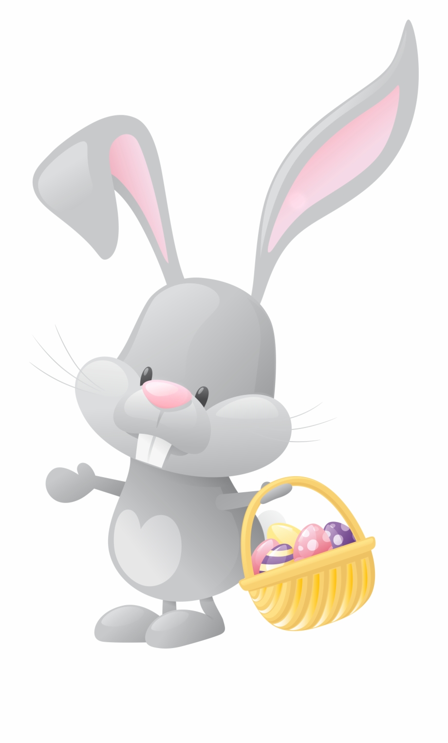 Easter Bunny With Basket Transparent Png Clip Art Image.