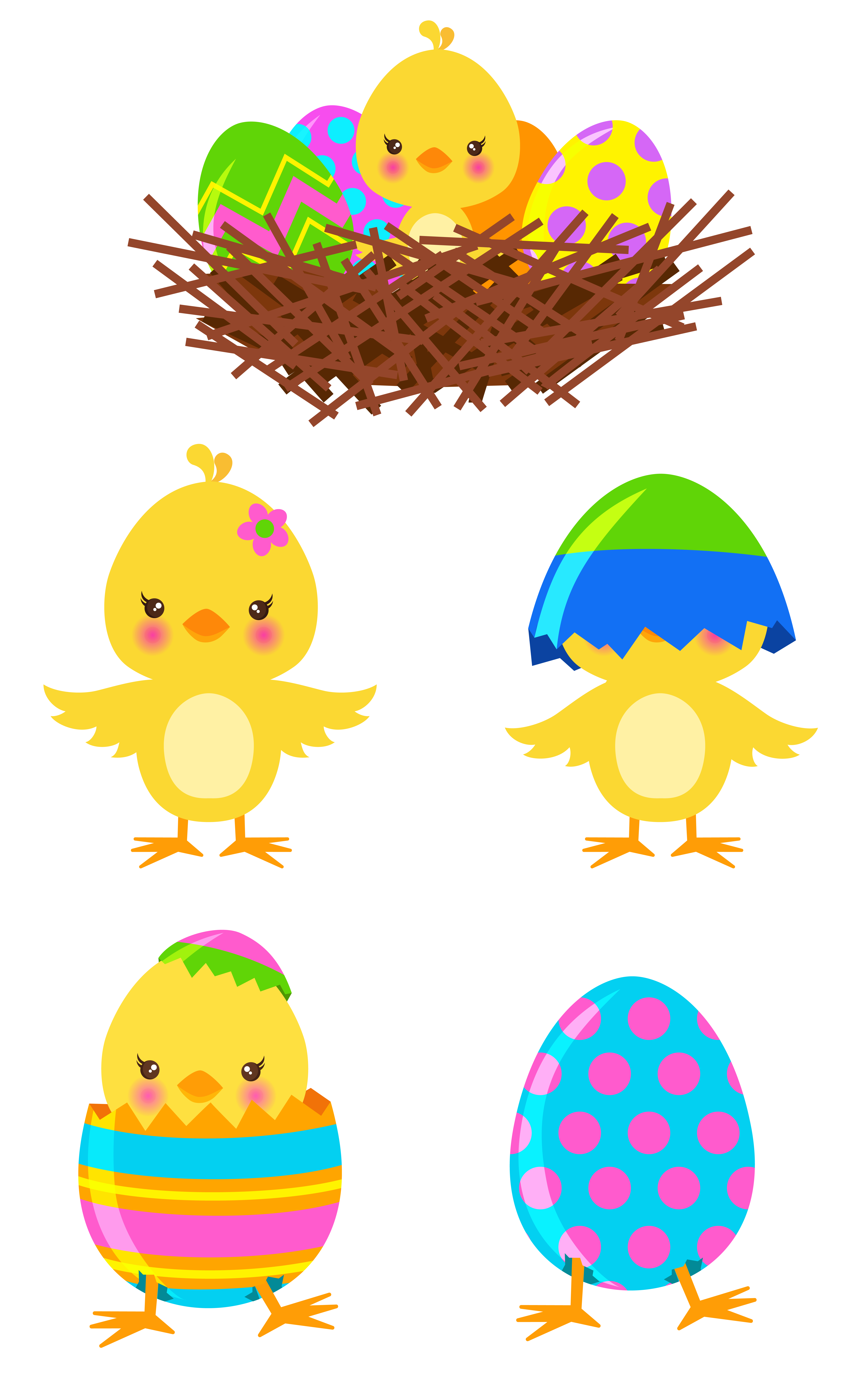 Easter Chicks Set PNG Clipart.