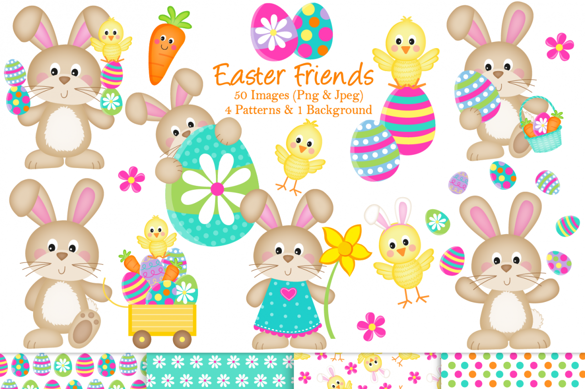 Easter clipart, Easter Bunny graphics & illustrations.