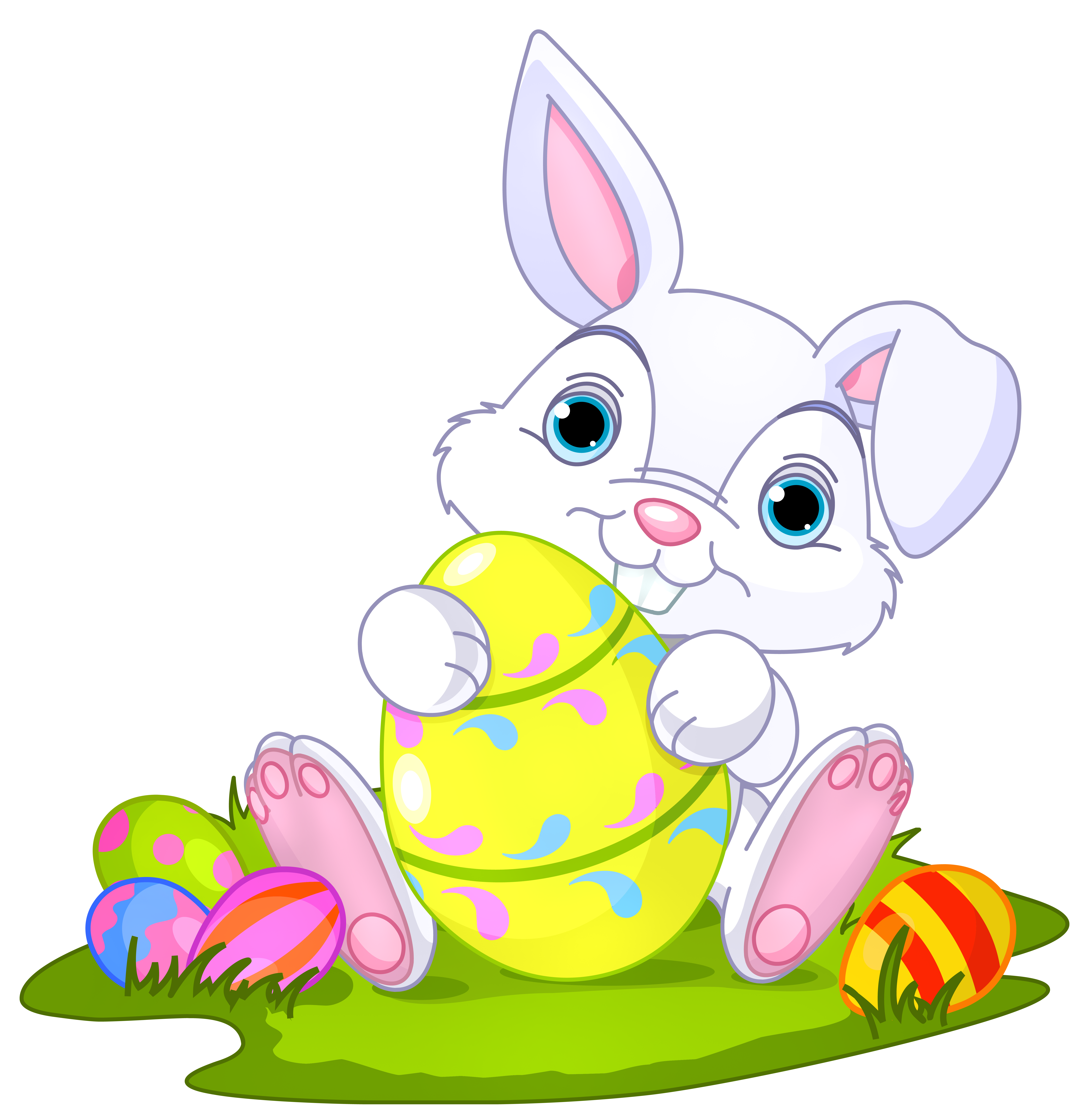 Easter Bunny with Eggs Decor PNG Clipart Picture.