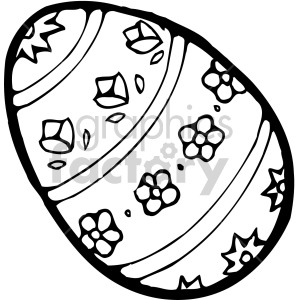 black and white easter egg clipart. Royalty.