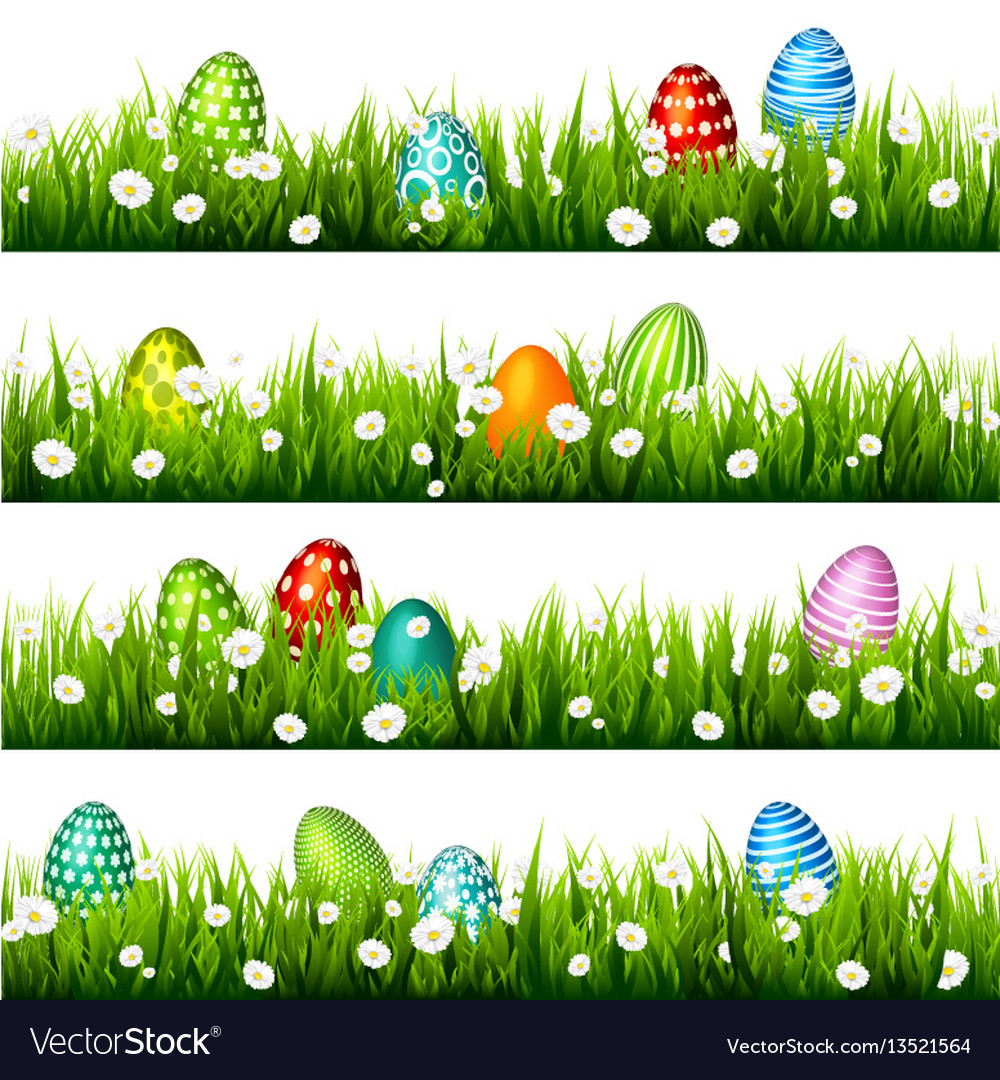 Easter egg on the green grass seasonal holidays.