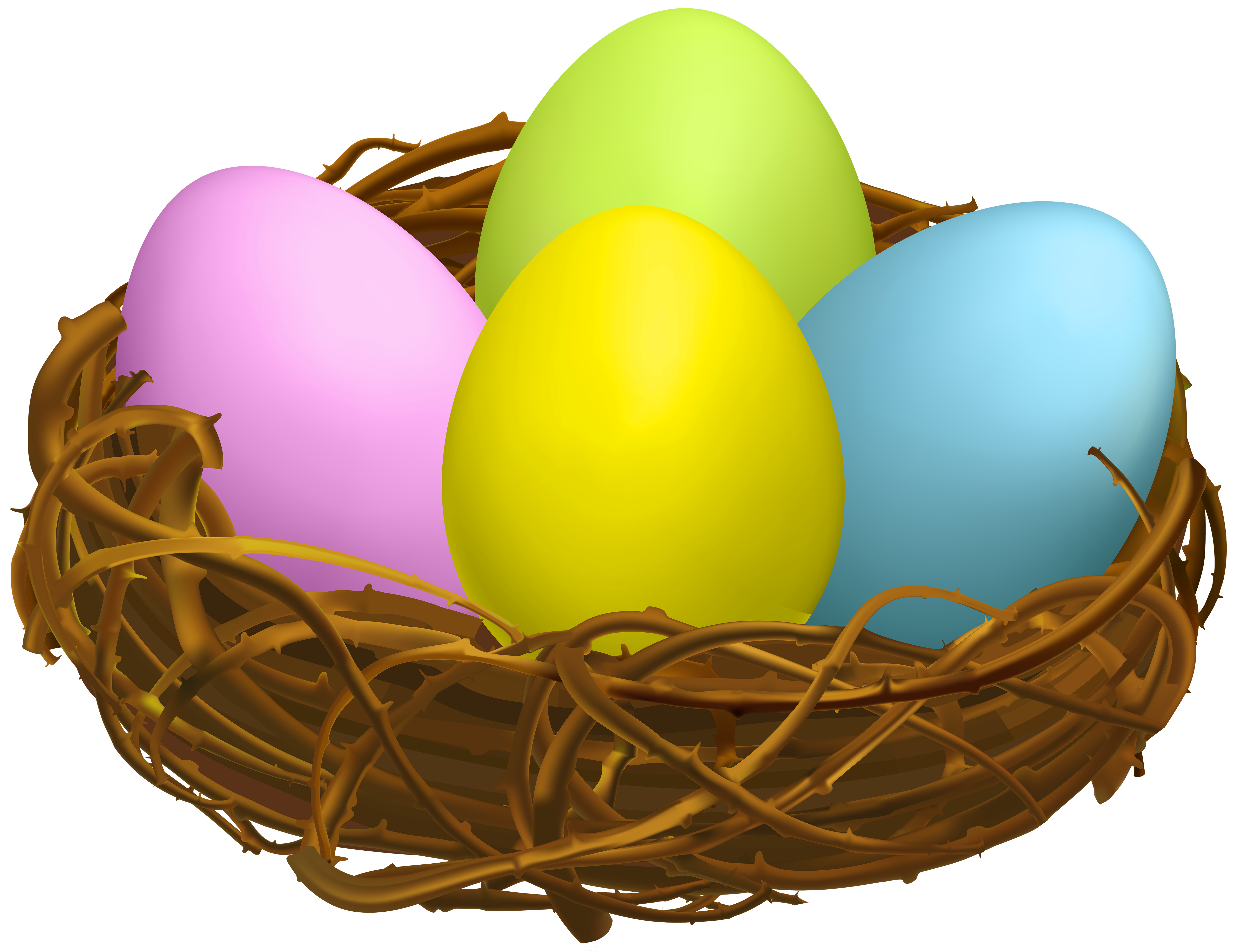 Easter Egg Nest Transparent PNG Clip Art.