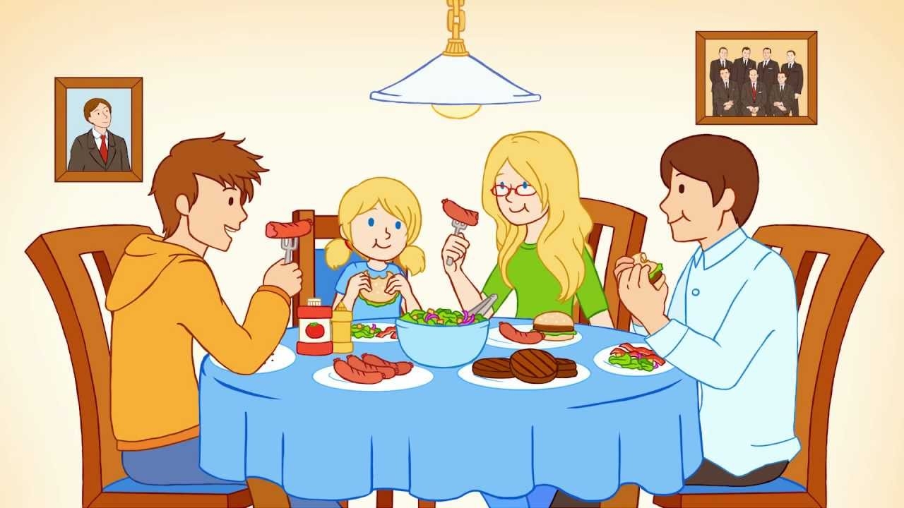 Filipino Family Eating Together Clipart.