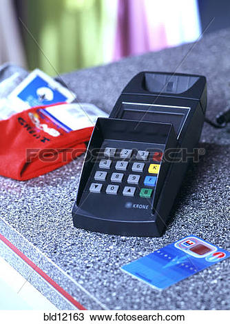 Stock Photo of Paying with Credit Card EC Card at a Terminal.