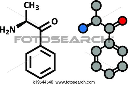 Clip Art of Cathinone khat stimulant molecule. Present in Catha.