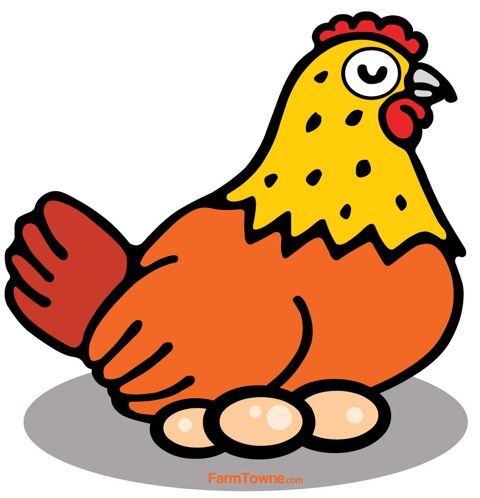 Chicken laying eggs clipart.